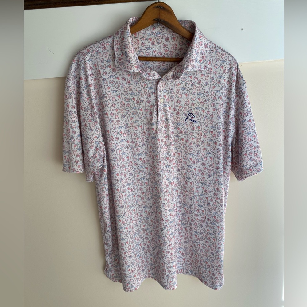 Rhoback Polo Shirt Mens L America Patriotic Washington DC Presidents Golf USA